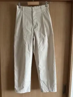 MUJI パンツ撥水ストレッチタックワイドパンツレディース アイボリー