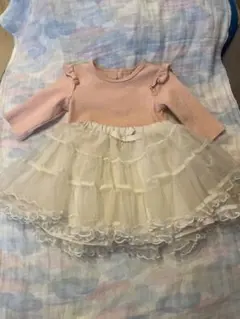 プチマイン♡ピンクリブボディスーツとフリルスカートセット