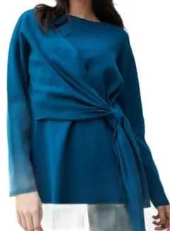 AZUL by MOUSSY 長袖ニット ラップスタイル　青系　M