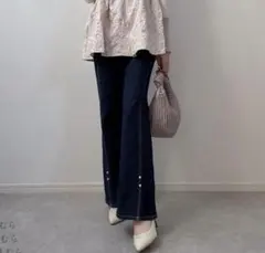 しまむら koko パール付きデニム ネイビー