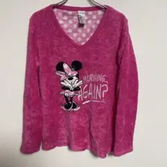 ミニーマウス ふわモコ プリント ルームウェア ナイトウェア ピンク L相当