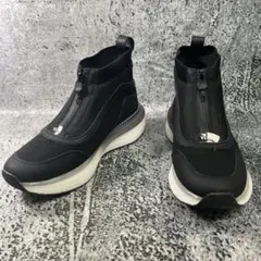 美品 ベジ LASUDスニーカー ブラック ハイカット センタージップ