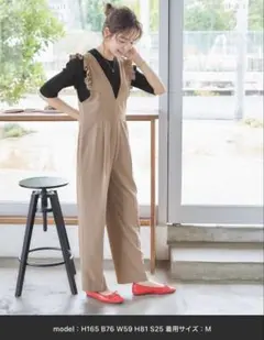 titivate Vネックフリルデザインオールインワン L