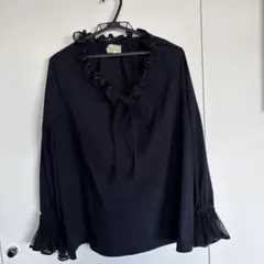 ユナイテッドアローズ フリルスタンドカラーシャツ ネイビー デニム 