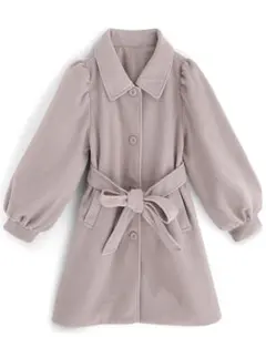 リボンベルト付きボリュームスリーブステンカラーコート