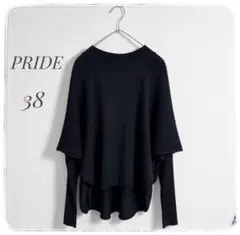 【PRIDE】変形ニット 38 ブラック レイヤード風 ドルマンスリーブ 日本製のサムネイル
