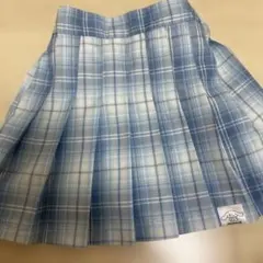 シナモン　水色 チェック柄 プリーツスカート