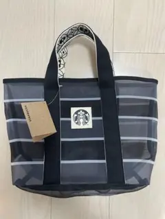 新品未使用品　スターバックス 台湾限定 漁師網トートバッグ ブラック メッシュのサムネイル