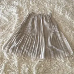 レディース プリーツスカート 膝丈 ラメ ウエストゴム 大人可愛い 上品 シアー