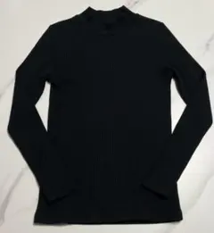 UNIQLO リブ編み ハイネック長袖Tシャツ S ブラック