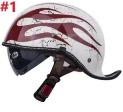 新品　内蔵レンズ ハーレー 半帽、半キャップ ダックテール ハーフヘルメット　L