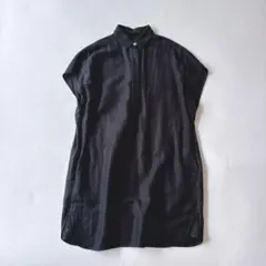 【美品】トラディショナルウェザーウェア　リネンロングシャツ　プルオーバー　黒のサムネイル