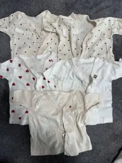 短肌着　5枚セット　無地・ハート柄　新生児　ベビー肌着 50-60cm