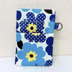 【人気】ラミネート生地☆ナースポケット☆オーガナイザー☆花柄♪ブルー