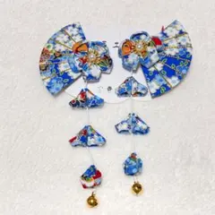 ヘアアクセサリー 小物 着物 浴衣 花 扇子 ゴールド ブルー系