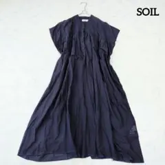 SOIL ソイル　リネン100% オープンカラー シャツワンピース パープル 紫 SOIL ソイル リネン100% オープンカラー シャツワンピース パープル 紫