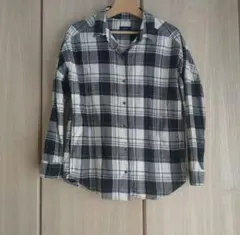 シップス　フランネル長袖シャツ 黒白チェック