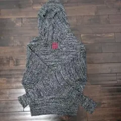 SEANA ニットパーカー ブラック×ホワイト Mのサムネイル