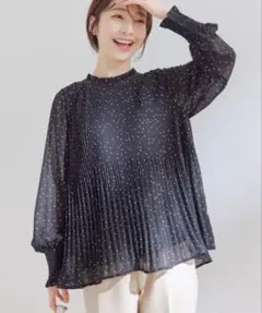VIS・【洗える】シフォンプリーツブラウス