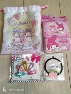 My Melody 巾着袋とヘアアクセサリーセット