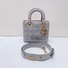 Dior グレー レザー ショルダーバッグ ポーチ付きad - メルカリ