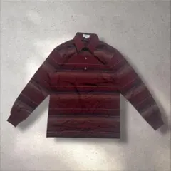 ポロシャツ 長袖トップス ボーダー 赤 ビンテージ古着 カジュアル レトロ