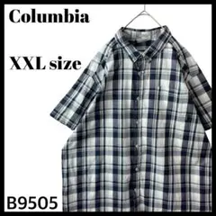 Columbia コロンビア チェック柄 半袖シャツ 黒系 XXL ※補修ありのサムネイル