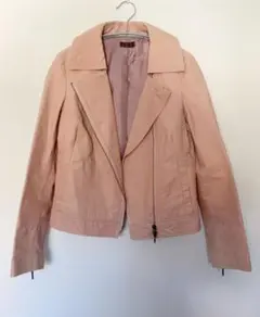 プロフィール 本革 ジャケット ピンク系