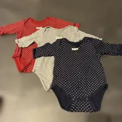 ドット柄長袖ボディスーツ3点セットオマケ付き