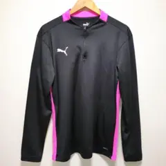 PUMA プーマ ハーフジップ シャツ ブラック ピンク XL