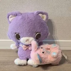 貓與兔玩偶組 撫摸轉轉