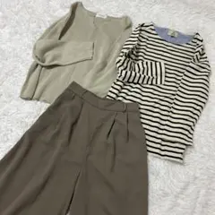レディース服まとめ売りセット コーデ売りカジュアル タックパンツ くすみニット