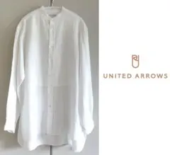 UNITED ARROWS ベルギーリネン バンドカラーシャツ 白 アローズのサムネイル