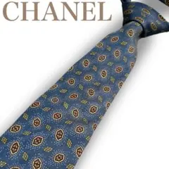 シャネル 良品 イタリア製 ココマーク 幾何学柄 高級シルク100% ネクタイ