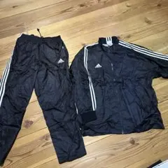 adidas ブラック　ウインドブレーカー　3本ライン　セットアップ　上下セット