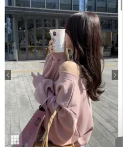 GRL ピンクオフショルダースウェットトップス[pm392]