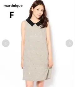 【美品】マルティニーク ◆ノースリーブワンピース(F)ベージュ　ドット柄　膝丈のサムネイル