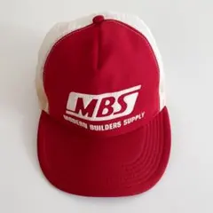 アメリカ製 企業物 MBS メッシュキャップ トラッカー 帽子 レッド 海外古着