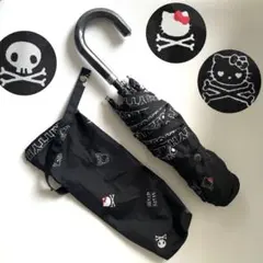 1500円均一♡ハローキティ スカル ドクロ 雨傘 折り畳み傘 黒 2007年製のサムネイル