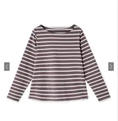 GRL ブラウンとホワイトボーダー長袖Tシャツ フリーサイズ