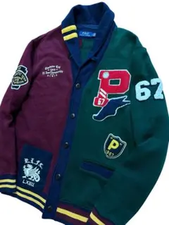 極美品！50周年記念 ポロラルフローレンカラーブロック パッチワークカーディガン