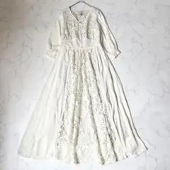 新品未使用　RANDA レース　シフォン　ロングワンピース　長袖　アイボリー