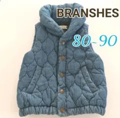 branshes デニム風 中綿ベスト キルティング