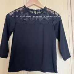 INGNI ブラック レース切り替えトップス 刺繍