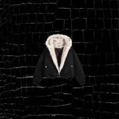 dark aesthetic black fur jacket