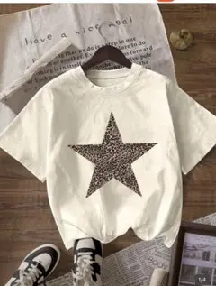 ヒョウ柄星型プリントTシャツ　シーイン
