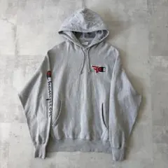 champion チャンピオン　リバースウィーブ　パーカー　刺繍　袖プリント　L