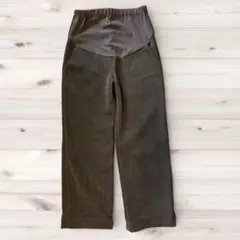 【あったか裏起毛】美品　マタニティ　リブワイドパンツ　ブラウン　Ｌサイズ