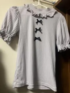 Ank Rougフリル付きラベンダーシャツ・半袖