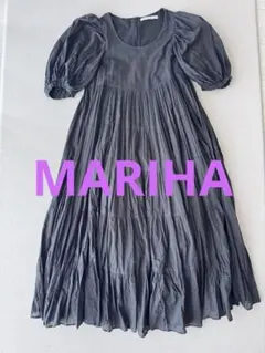 MARIHA マリハ ティアードロングワンピース 半袖 ライトブルー フレア